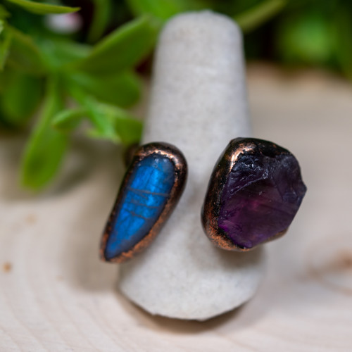 Fluorite and Labradorite Ring