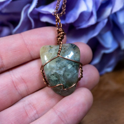 Tumbled Epidote and Prehnite Necklace #1