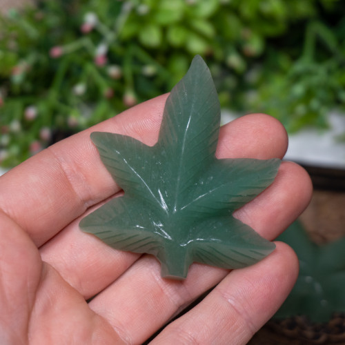 Green Aventurine Marijuana Leaf