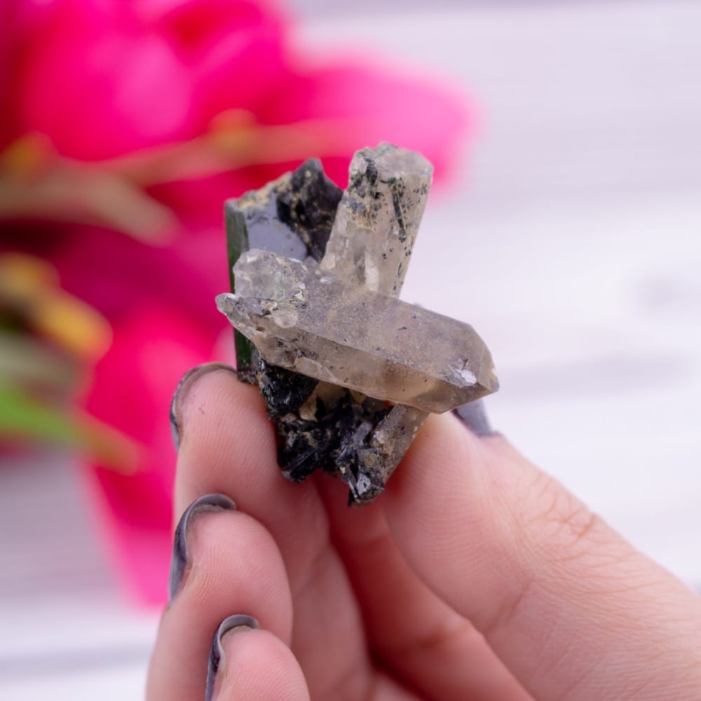Aegirine in Smoky Quartz