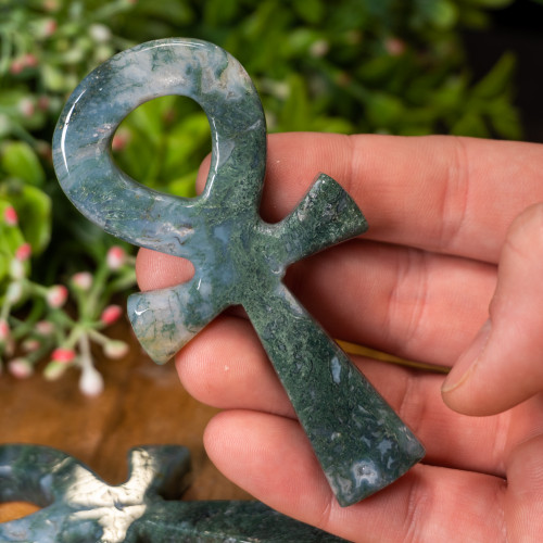Moss Agate Ankh