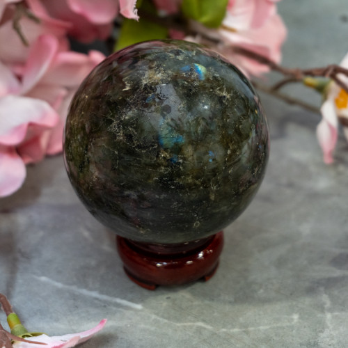 Medium Red Wooden Sphere Stand