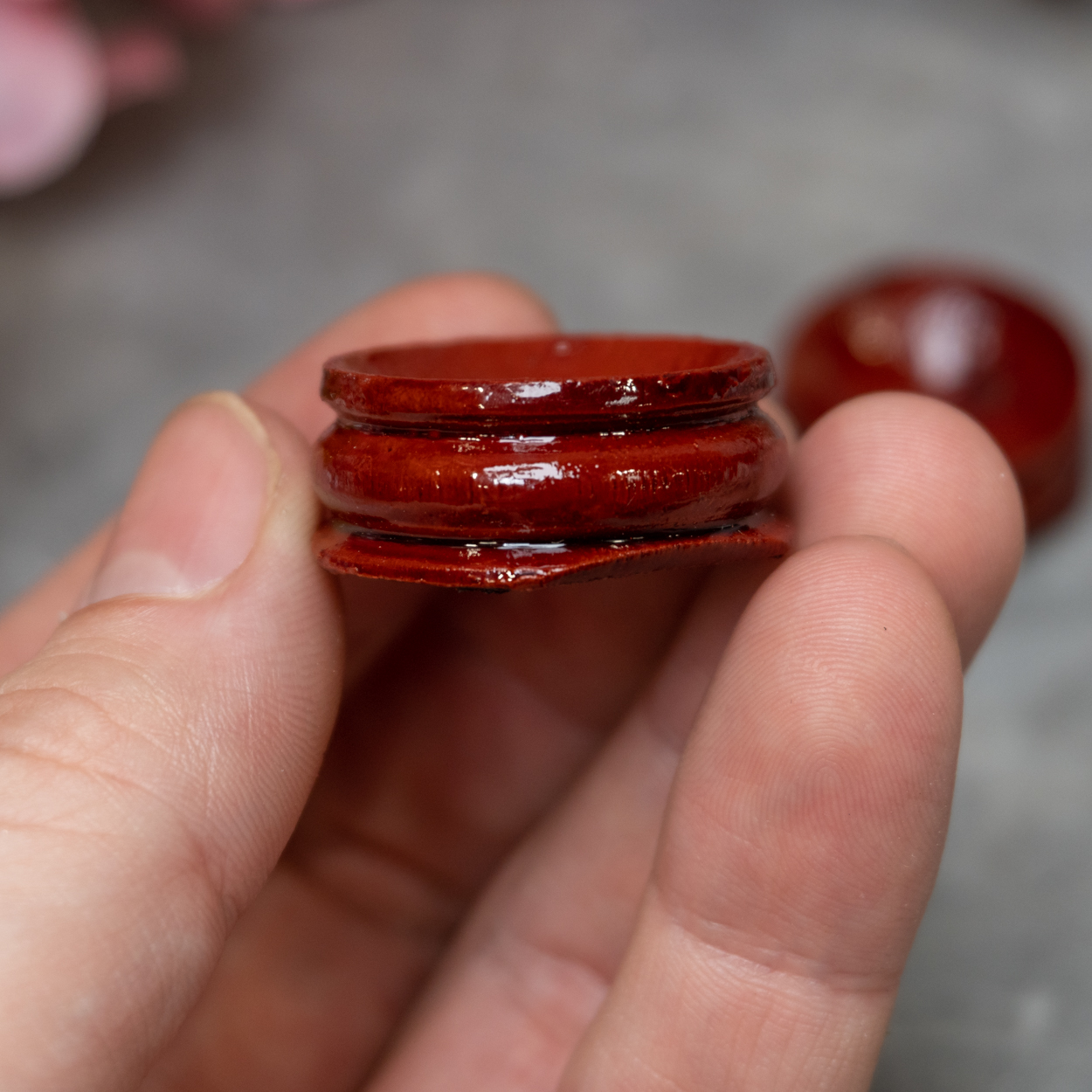 Small Red Wooden Sphere Stand The Crystal Council
