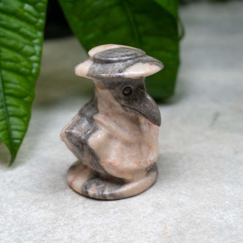 Pink Zebra Jasper Plague Doctor Carving