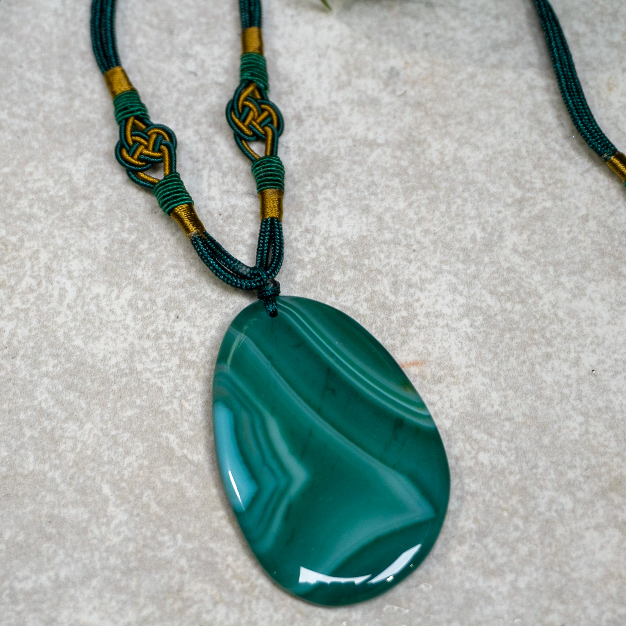 Randon Dyed Green Agate Polished Slice Necklace The Crystal Council