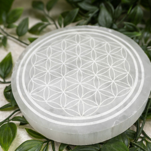 Round Mandala Selenite Plate
