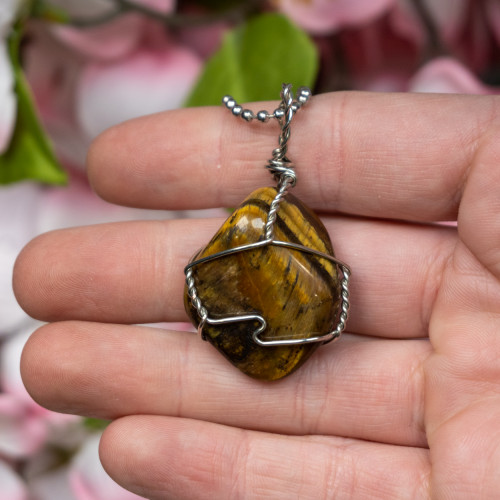 Tiger Eye Polished Silver Necklace