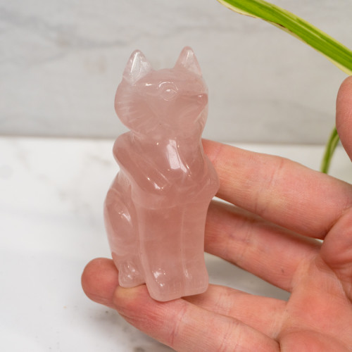 Rose Quartz Wolf Carving