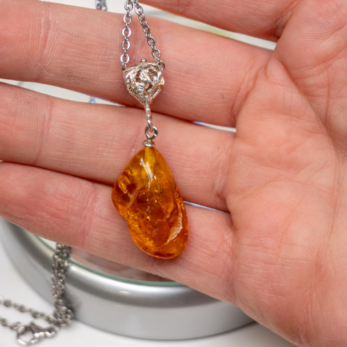 Amber Pendant Necklace #5