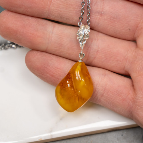Amber Pendant Necklace #4