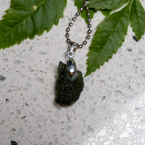 A+ Moldavite Necklace in Sterling Silver #7