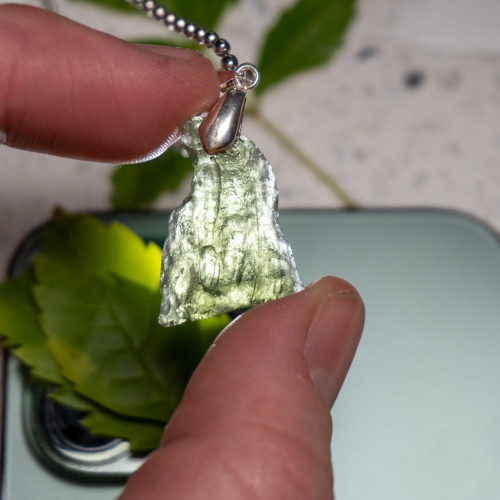 A+ Moldavite Necklace in Sterling Silver #4