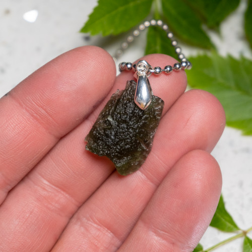 A+ Moldavite Necklace in Sterling Silver #3