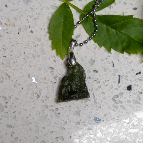 A+ Moldavite Necklace in Sterling Silver #4