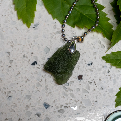 A+ Moldavite Necklace in Sterling Silver #3