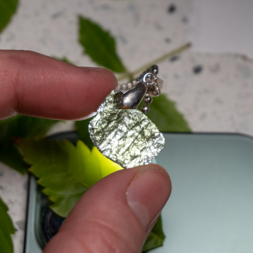 A+ Moldavite Necklace in Sterling Silver #2