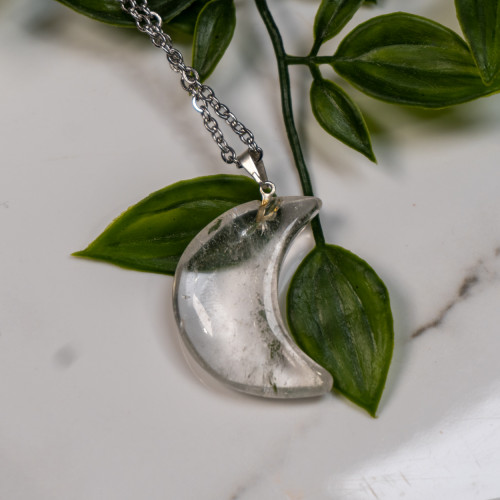 Quartz Cresent Moon Necklace