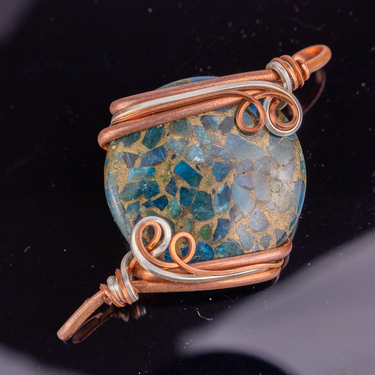 Blue Apatite & Copper Circle