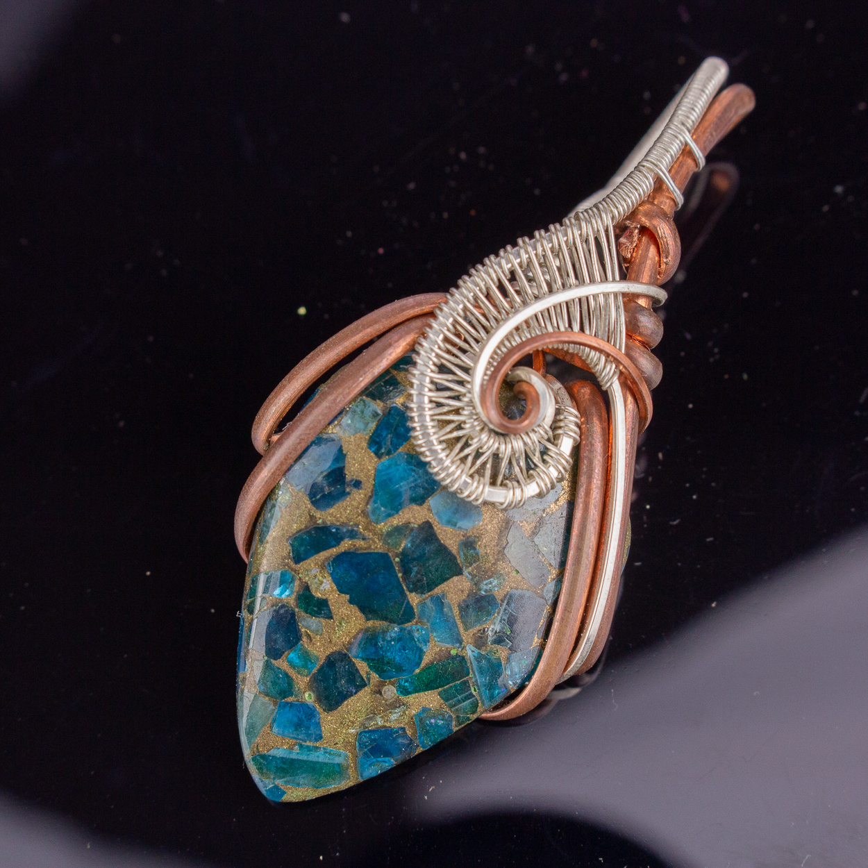 Blue Apatite Copper Teardrop