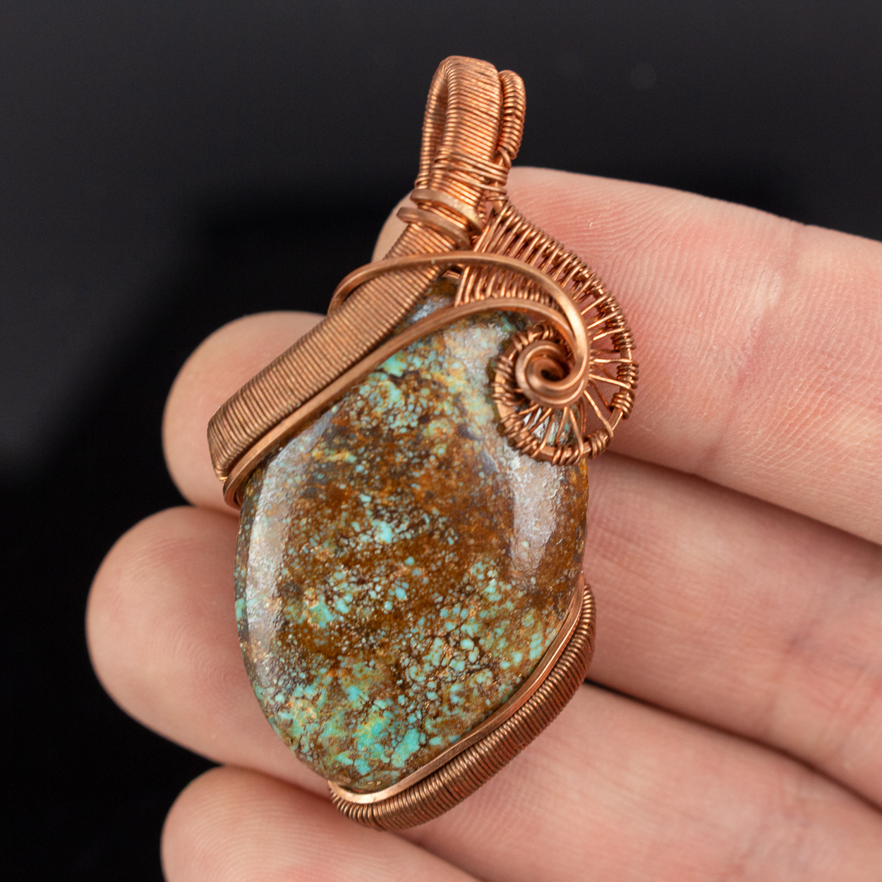 Chrysocolla on matrix wrap
