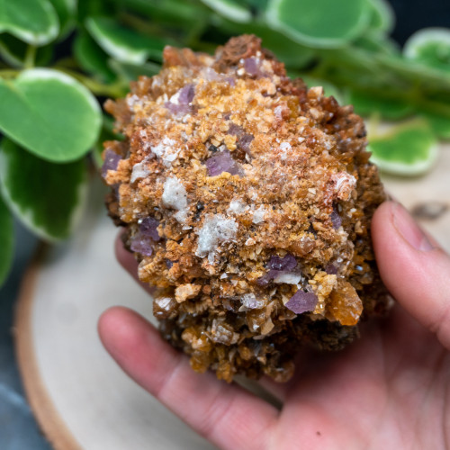 Large Creedite with Purple Fluorite