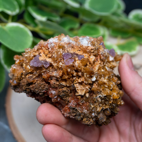 Large Creedite with Purple Fluorite