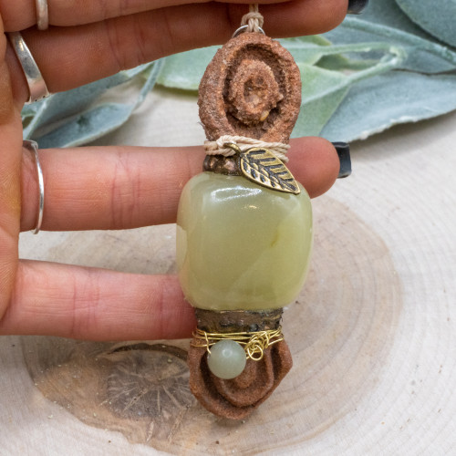 Lemon Calcite and Stromatolite Hanging Charm
