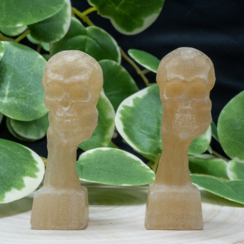 Orange Calcite Skull-Hand Pillar Random