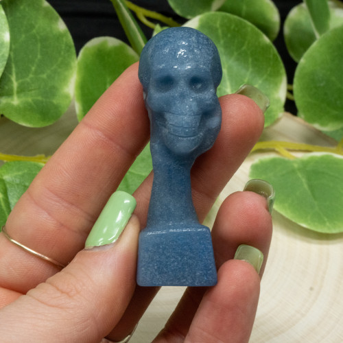 Blue Aventurine Skull-Hand Pillar Random
