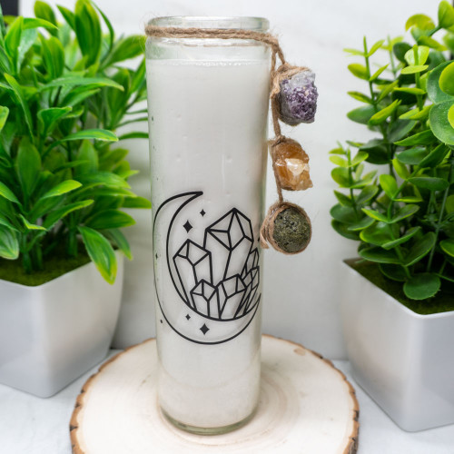 Meditation Candle with Lepidolite, Honey Calcite, & Epidote