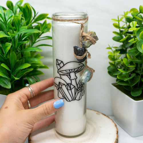 Meditation Candle with Azurite, Black Tourmaline, & Aquamarine