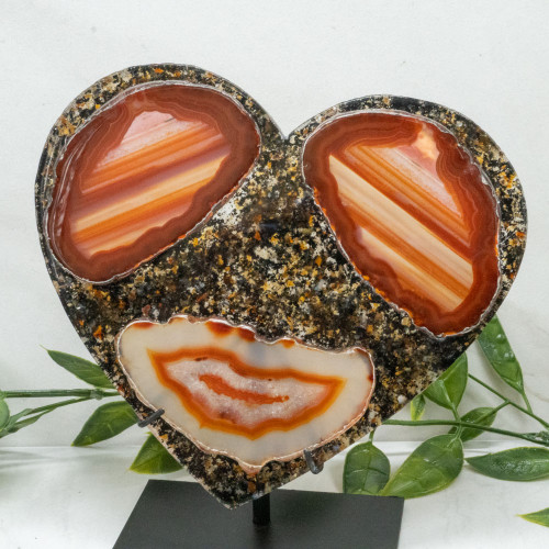 Botswana Agate Resin Heart with Stand #2