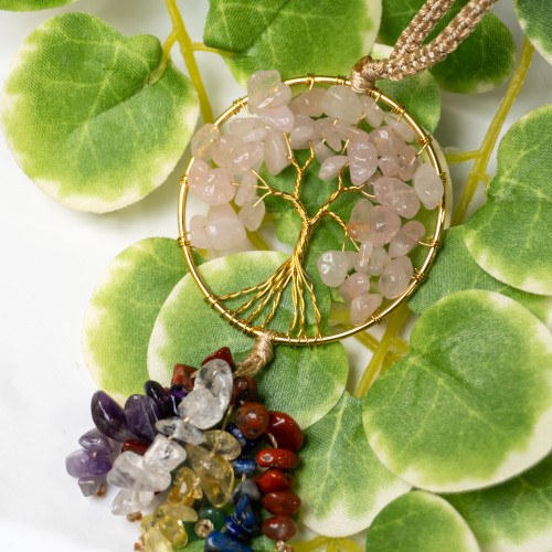 Rose Quartz Tree of Life Hanging Charm