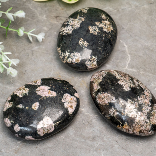 Pink Thulite and Black Jade Palmstone