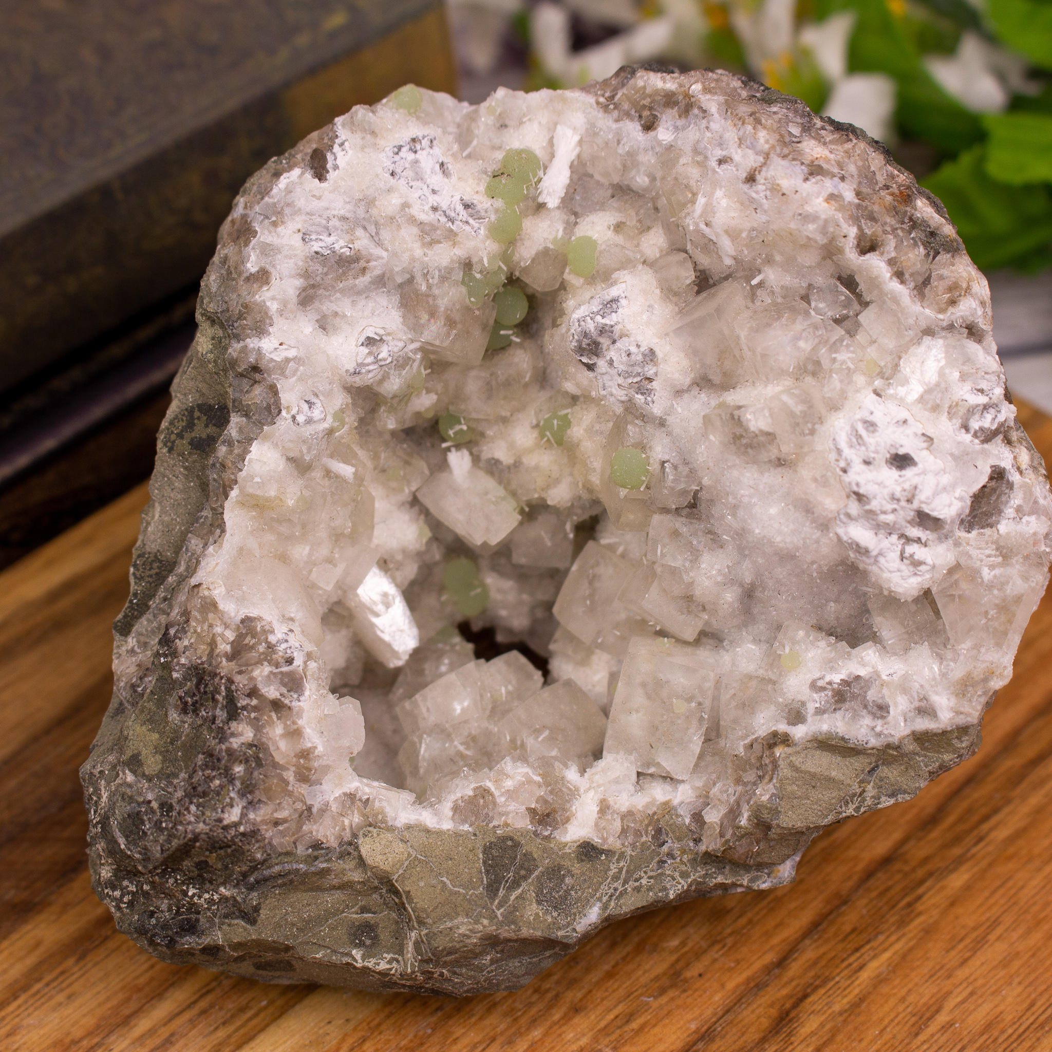 Green Apophyllite over Stilbite