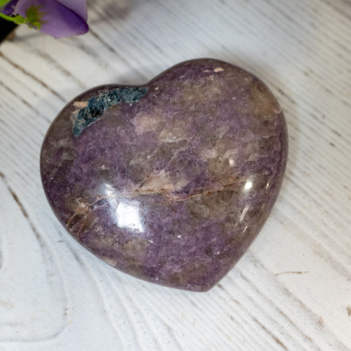 Lepidolite with Indicolite (Blue Tourmaline) Heart