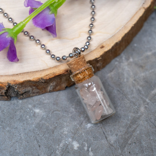 Rose Quartz Vial Jar Necklace