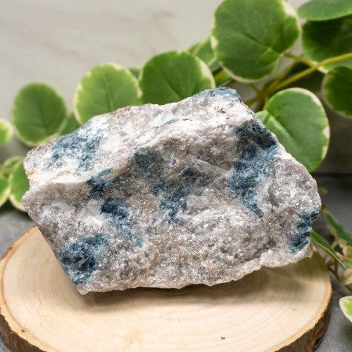 Raw Blue Tourmaline in Quartz with Calcite and Mica #1