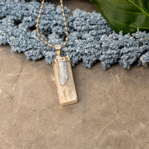 Selenite & Blue Kyanite Necklace Random