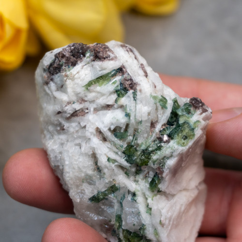 Watermelon Tourmaline with Lepidolite & Green Tourmaline in Quartz #1