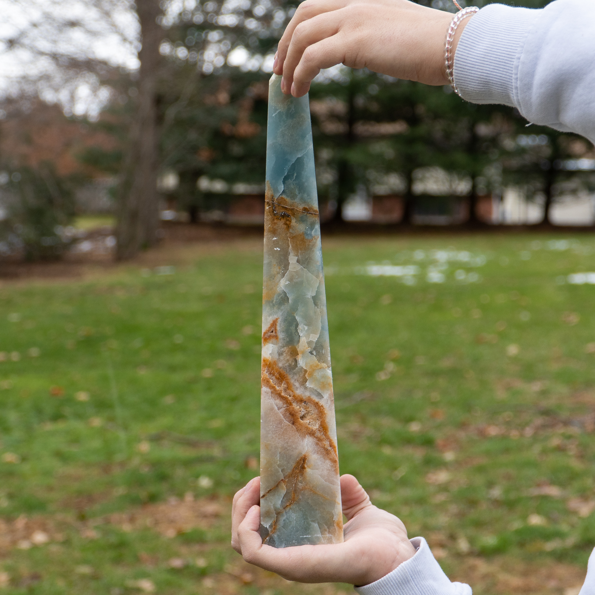 XL Blue Calcite & Onyx Obelisk
