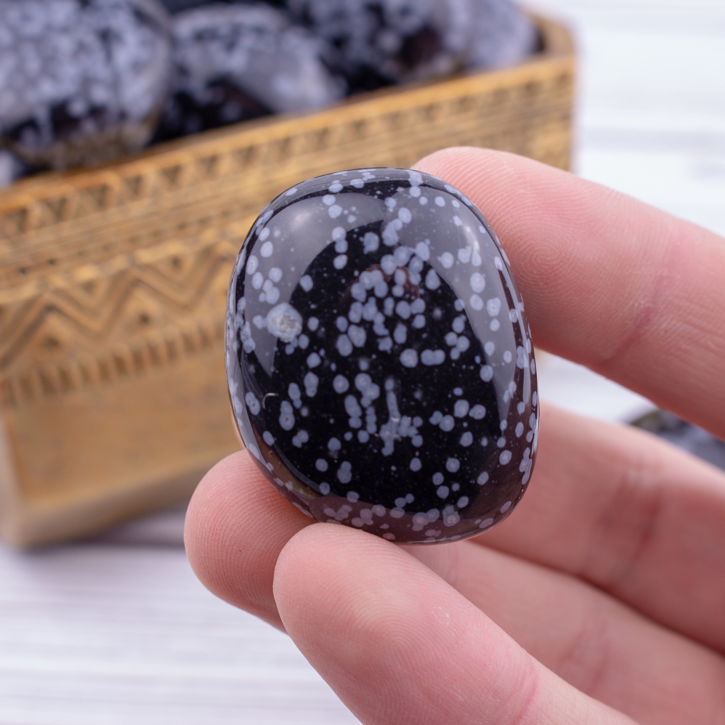 Snowflake Obsidian Charity Stone for Pandas