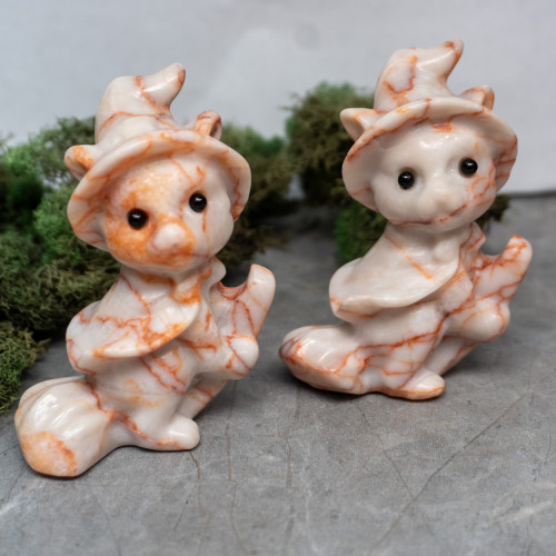 Red Vein Jasper Cat on Broom