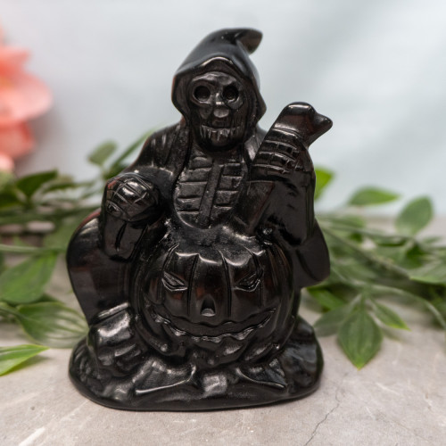 XL Obsidian Grim Reaper with Pumpkin