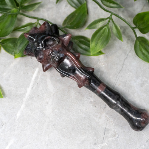 Garnet in Biotite Skull Bone Mace