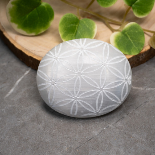 Medium Sacred Geometry Selenite Palmstone