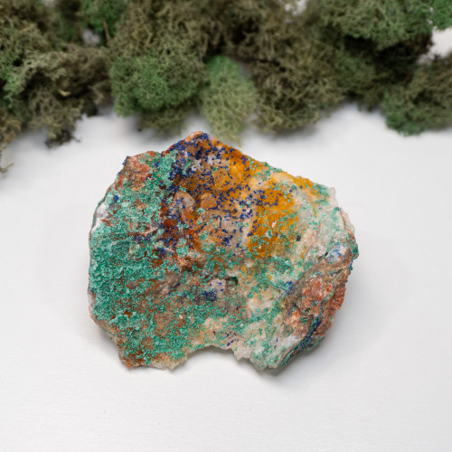 Azurite with Malachite on Iron Quartz