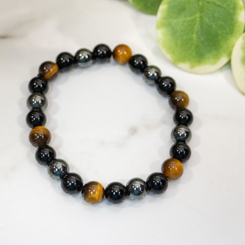 Manifestation Bracelet Tiger Eye, Hematite, Obsidian 8mm