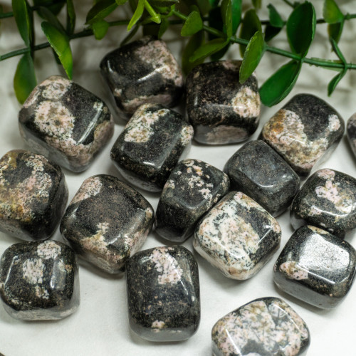 Pink Thulite in Black Jade Tumbled
