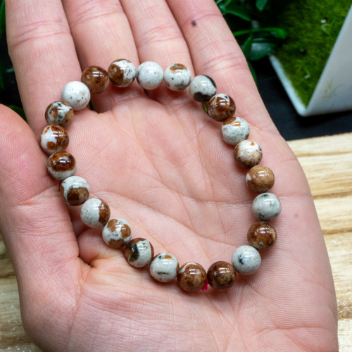 Garnet in Wollastonite Bracelet 8mm